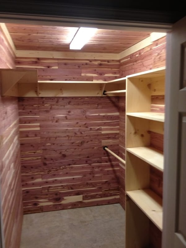 Aromatic Red Cedar Closet Liner, Thin Tongue and Groove Planks